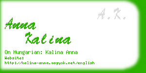 anna kalina business card